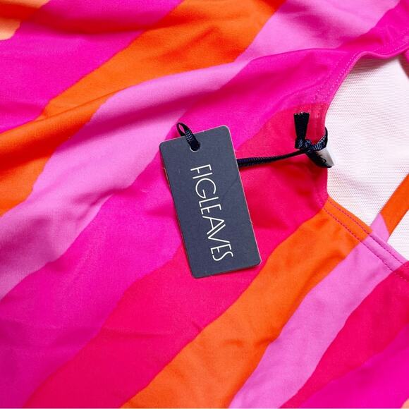 Figleaves Sao Paulo Stripe Non Wired Strappy Tummy Control Swimsuit Pink Size 12 - Picture 7 of 10